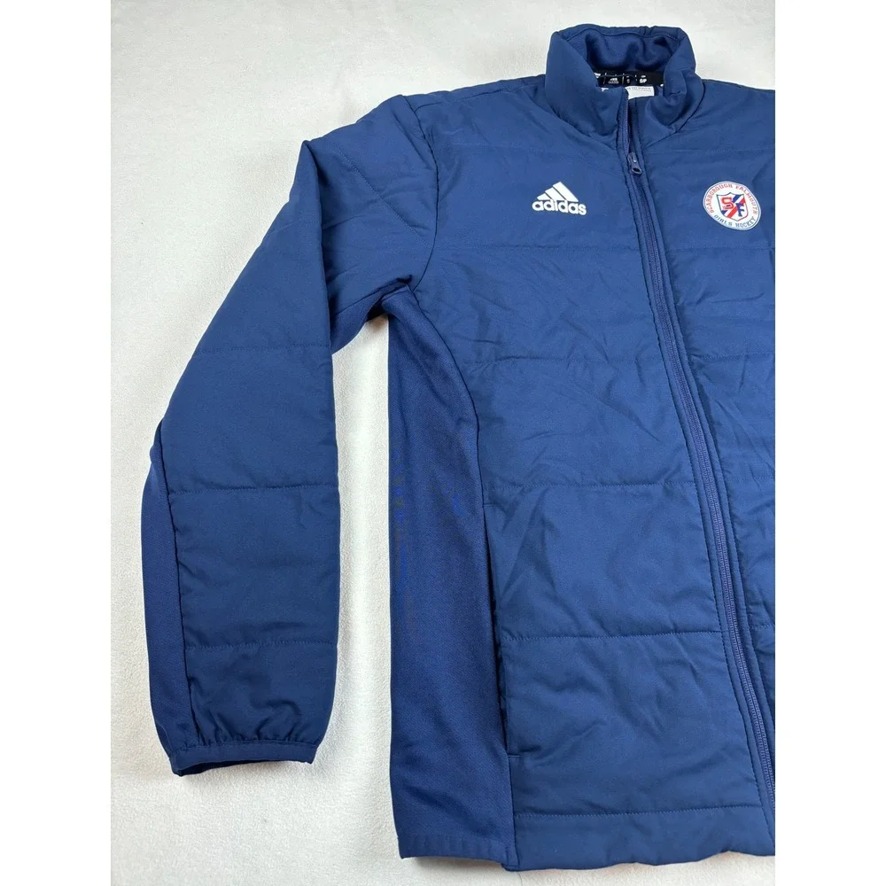 Adidas Mens Navy Blue Puffer‎ Jacket Scarborough Falmouth Girls Hockey Small